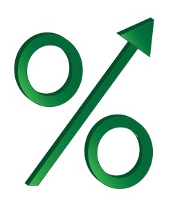 percentage sign with arrow on top