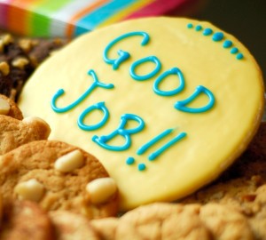 "good job" printed on cookie
