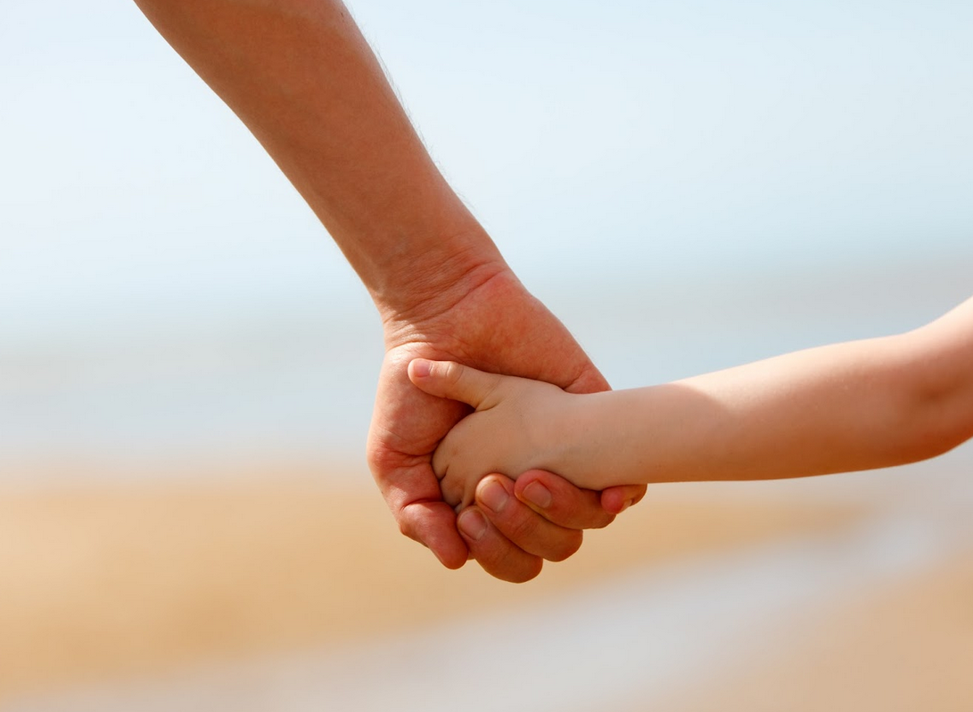 image of fathers hand holding boy's hand