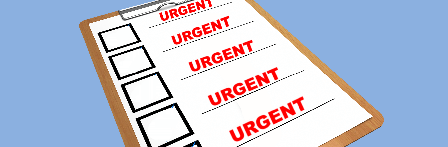 A checklist filed with urgent tasks